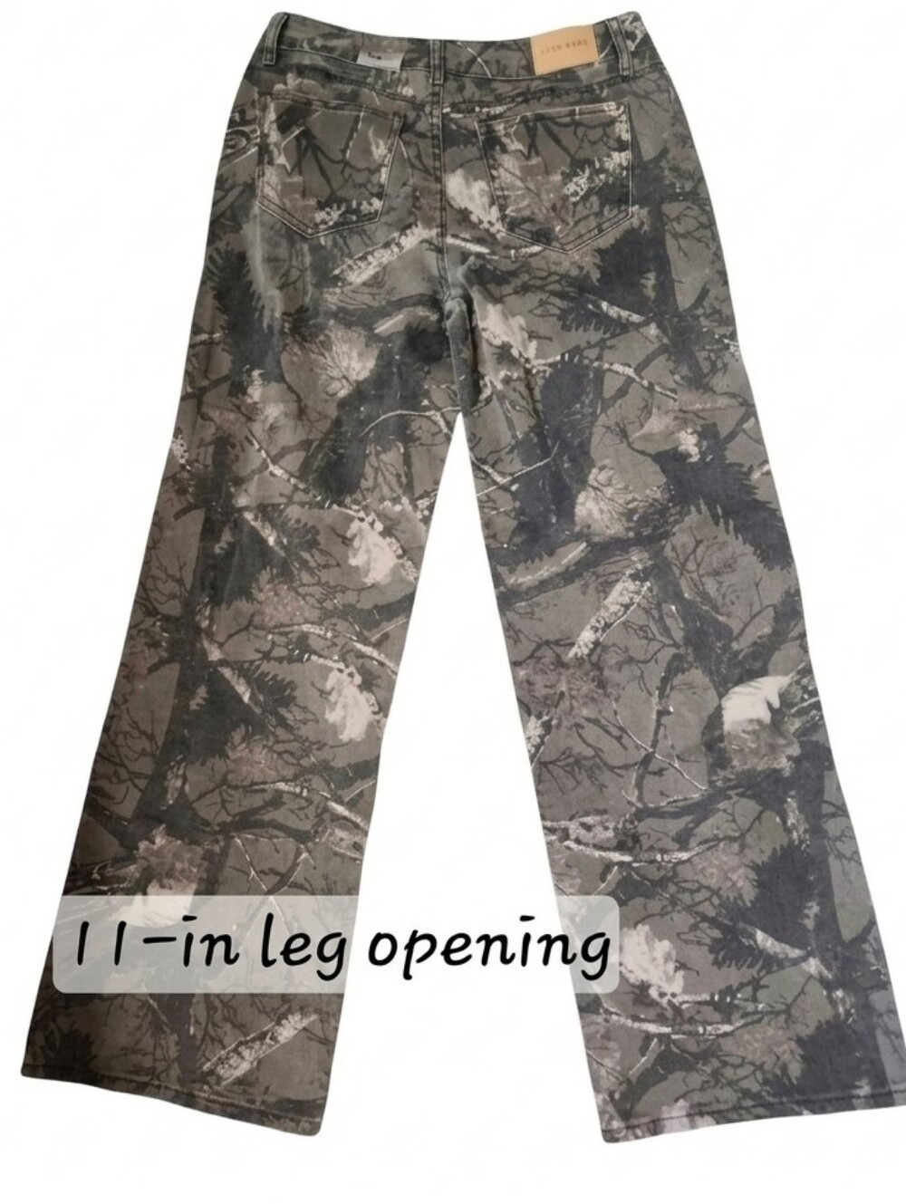 LOVE SOHO Y2K Baggy Camo Ultra Wide Leg Jeans Grey Tree Camouflage Pants Sz 13